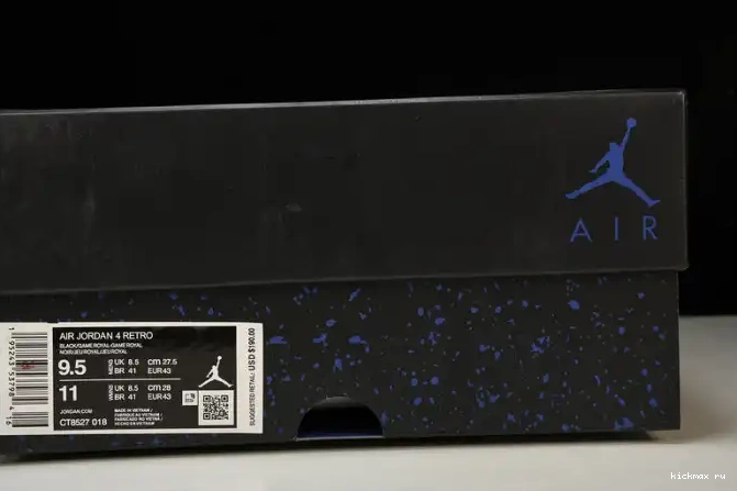Cheap Kickmax CT8527-018 Jordan Retro Black 4 Game Royal 0519